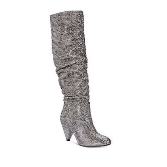 - NEW I.N.C Gerii grey Metallic Slouch Studded Boots Women shoes Pewter |5… - Picture 1 of 9